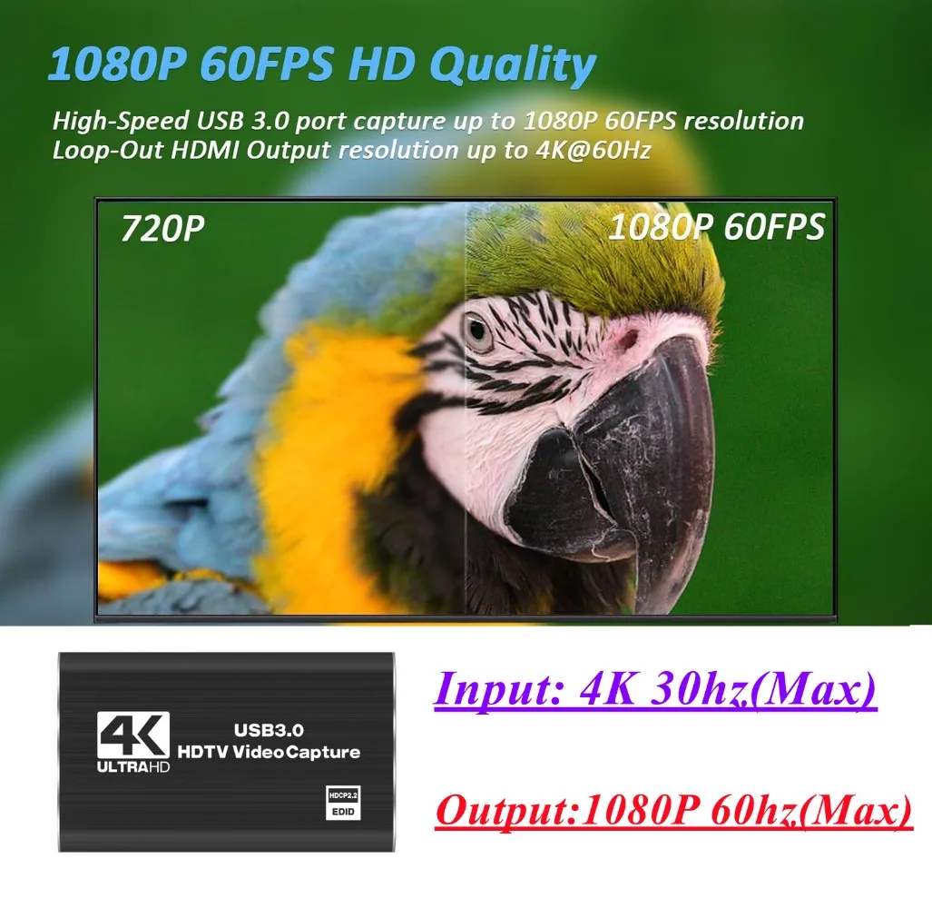 4K Capture Card for Streaming Recording HDMI Video Capture Device with USB 3.0 1