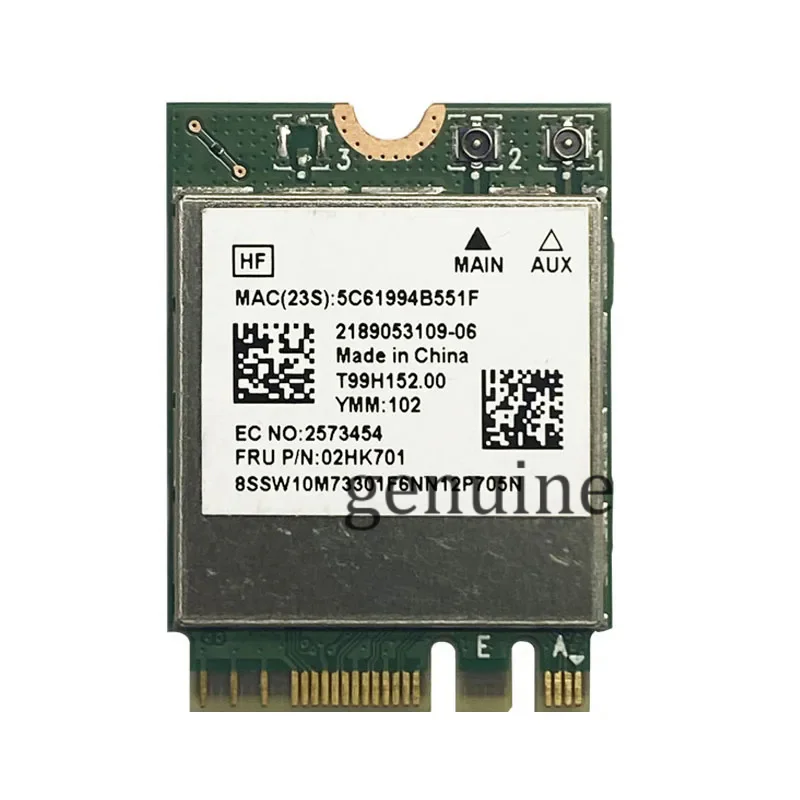 

RTL8822CE 8822CE 802.11AC wireless WiFi 867Mbps Bluetooth 5.0 NGFF FRU 02HK701 network card For Lenovo E460 E465 E470 E475 E560