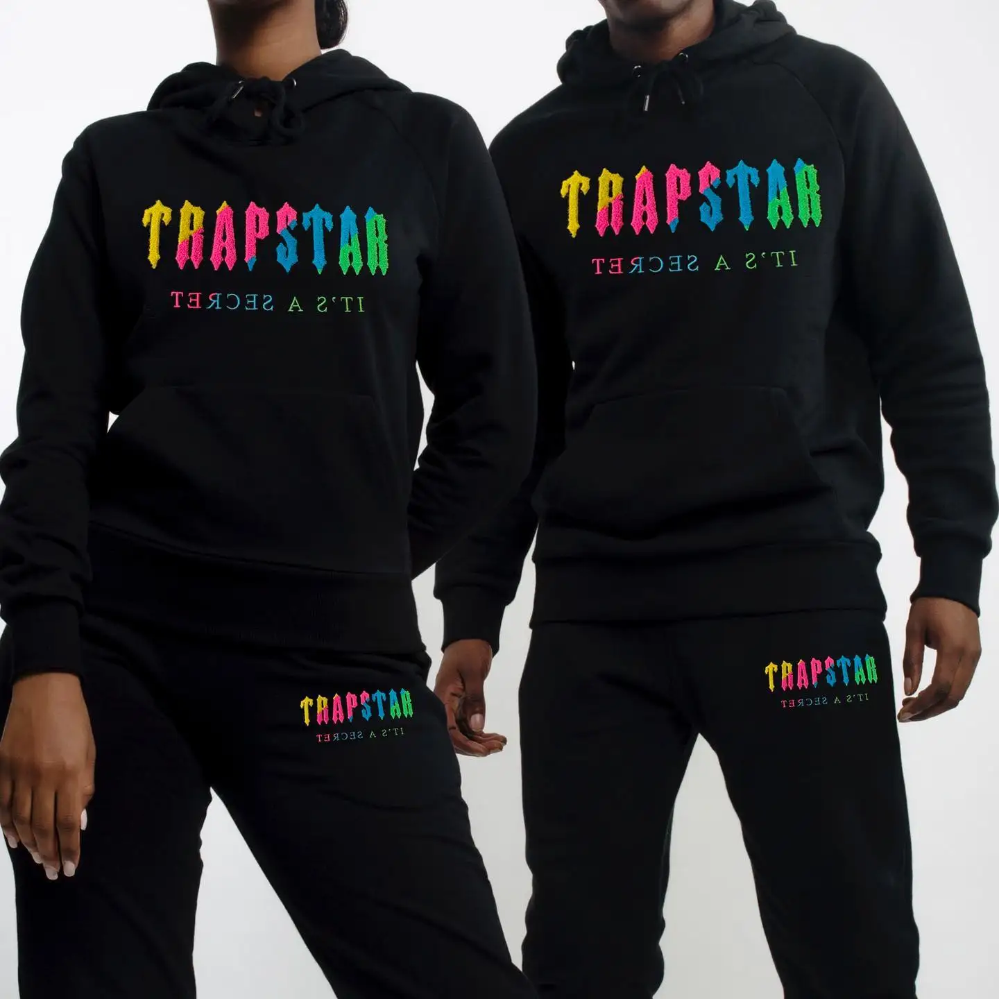 

rainbow gradient letter embroidered terry hooded sweatshirt long pants sweatpants jogging cover