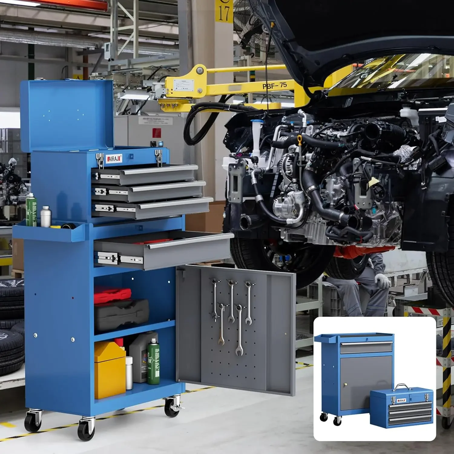 Professional 4-Drawer Rolling Tool Box with Wheels - Portable Tool Chest for Garage Mechanics, Tool Chest for Repair Shop 6