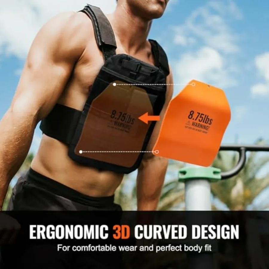 Curved Weight Vest Plates, 8.75 LB Pairs, Premium Steel Weighted plates, Contoured Ergonomic Fit – WODs, Additional Weight for W