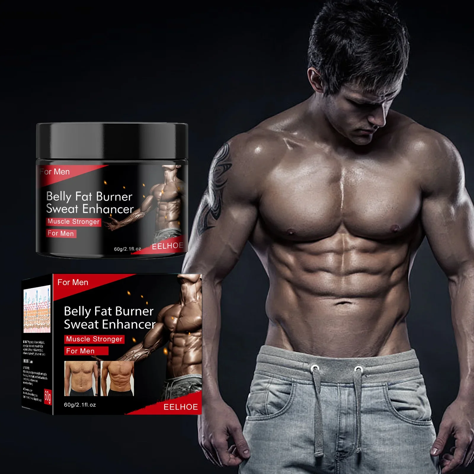 Abdominal Trainer 1pc Eelhoe Abdominal Cream Men's and Women's Shaping Cream Exercise Strengthening Muscle Exercise Sweating Line Massage