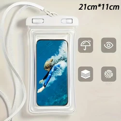 Waterproof Transparent Touch - Screen Phone Case with Lanyard (One size White)