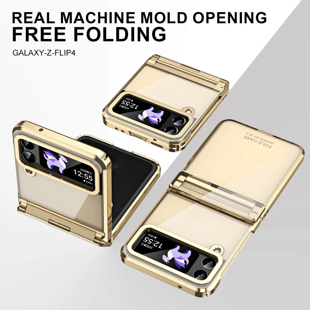 Samsung Galaxy Z Flip 6 5 4 3 Case Transparent Electroplating Phantom Hinge Protection Camera Cover Z Flip6 Flip5 Flip4 phone case