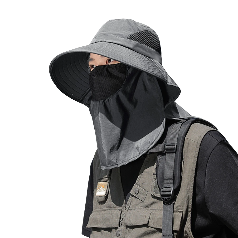 Summer Sun Hats UV Protection Outdoor Hunting Fishing Cap For Men Women Hiking Camping Visor Bucket Hat Neck Flap Fisherman Hat