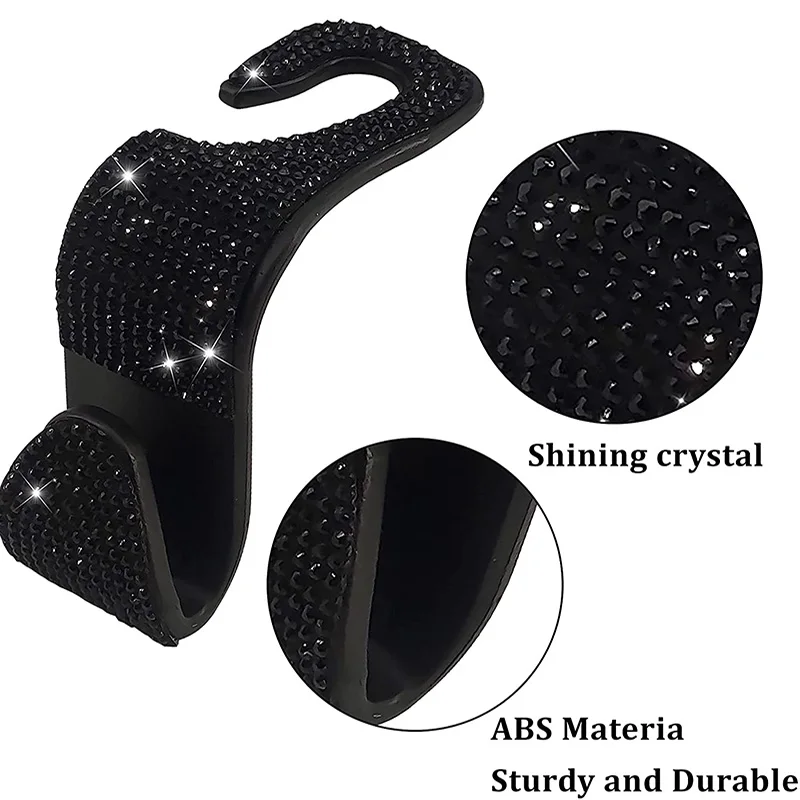 Universal Bling Car Hooks for Bags Strong Stainless Steel Car Headrest Hooks Car BackSeat Organizer Seat Hanger Hooks for Purses