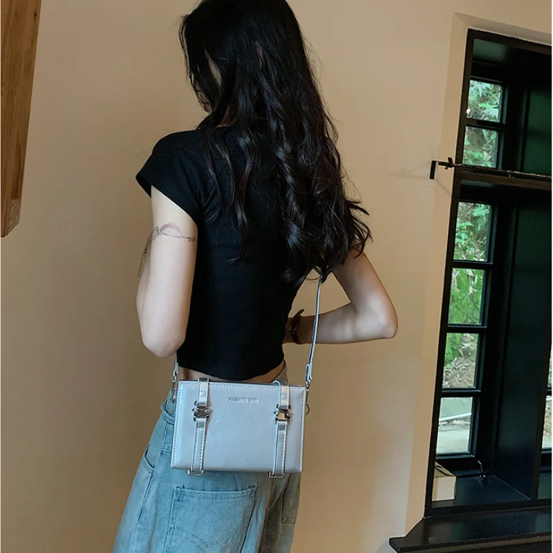 Vintage Shoulder Bag French Style Mini Square Street Fashion Box Bag for Women Trendy Design PU Leather Texture Crossbody Bag