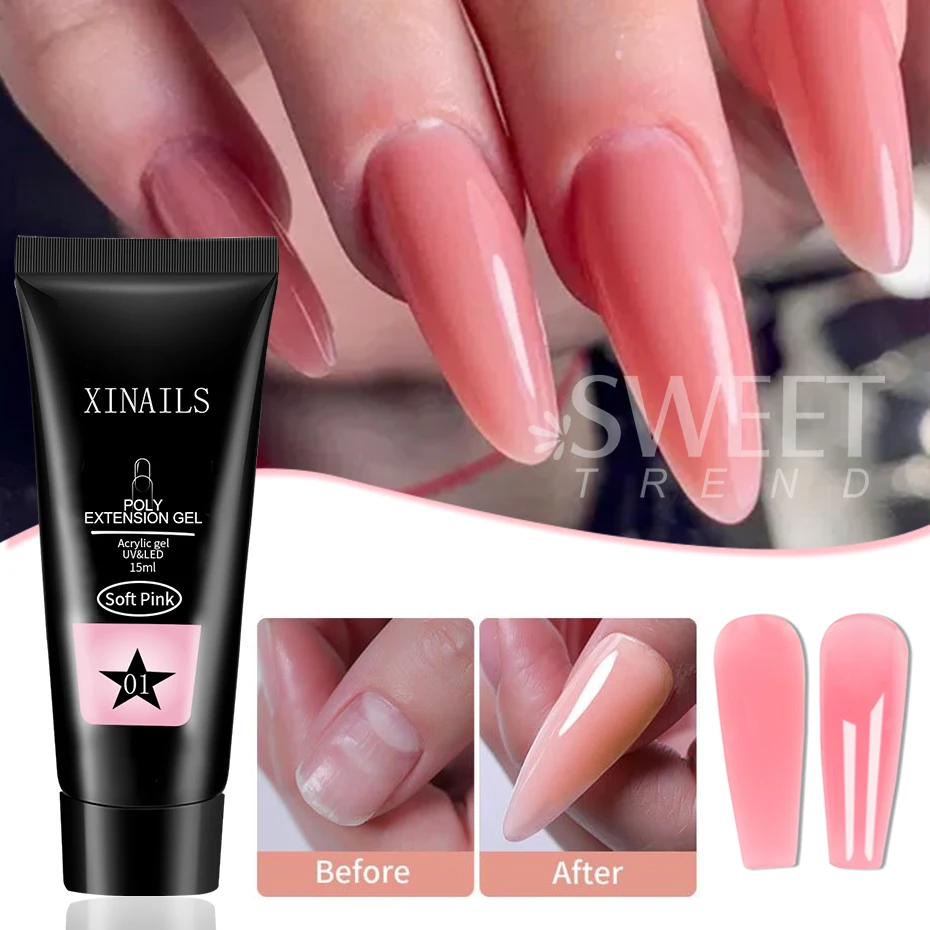 15ml Extension Nail Gel Set Kit Quick Building Gel Acrylic Clear White Construction UV Finger Prolong Tools Gel Nail Polish Set