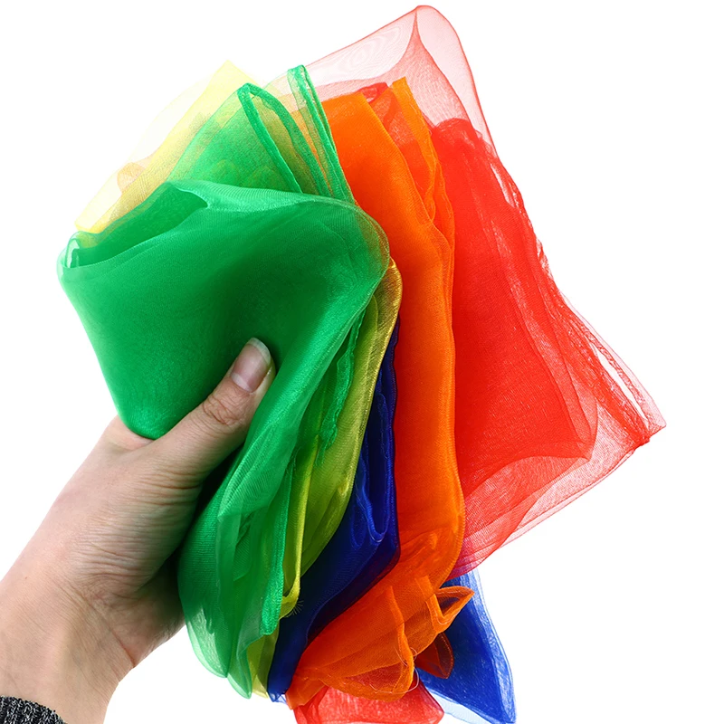 6pcsColored Sensory scarves rainbow Gauze baby juggling dance gymnastics ballet 3