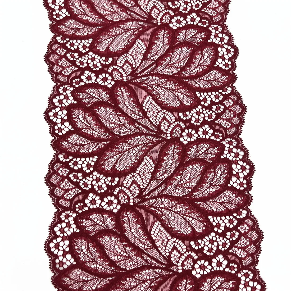3y/lot Width 17.50cm Burgundy Stretch Elastic Lace Trim 5