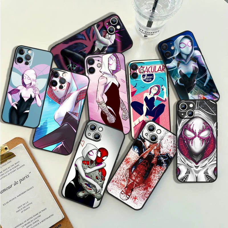 Custodia Per Telefono Hero Marvel Spiderman Per Apple Iphone 15 14 13 12 11 Pro Max Mini Xs Max X Xr 8 7 6 5 Silicone Black Shell Fundas