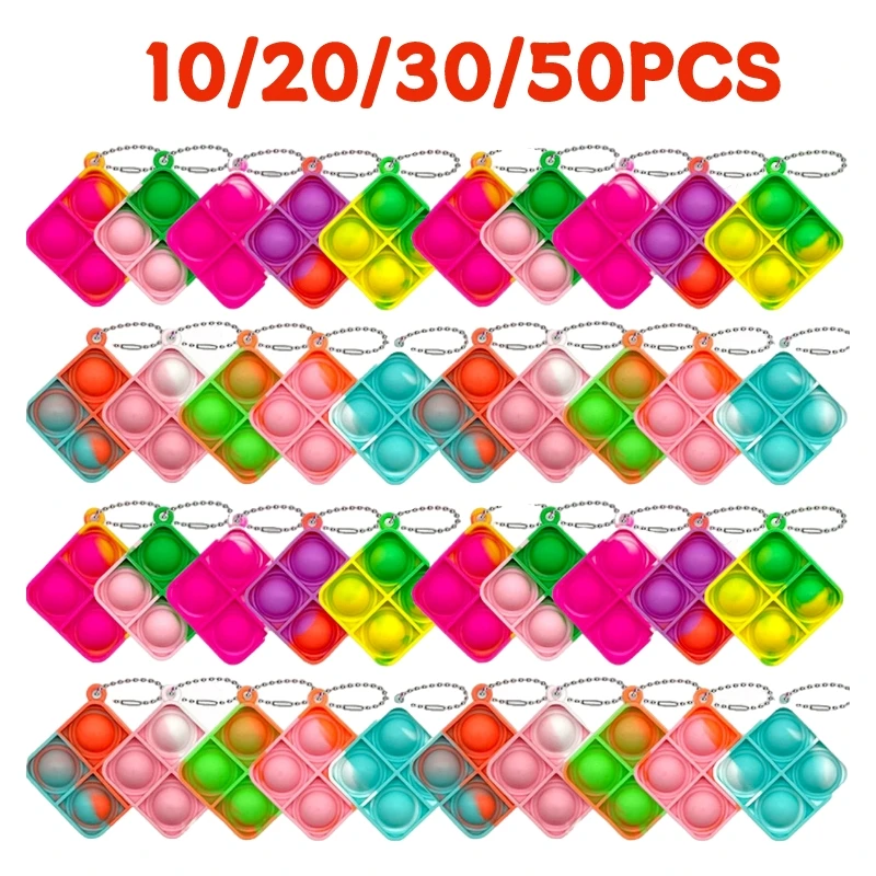 10/20/30/50PCS 미니 푸시 Fidget 장난감 팩 키 체인 Fidget 장난감..