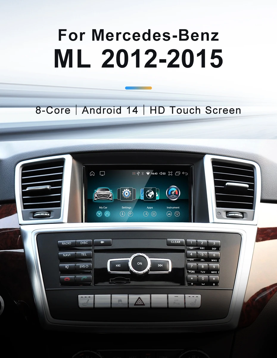 Factory Price 7inch Android 14 Car Multimedia Players For Mercedes Benz ML W166