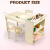 Kids Art Table and Chair Set, Birch Wooden Activity Craft Table, Kids Drawing Table, Toddler Desk with Storage and 1 Chair 2