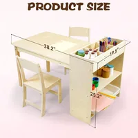 Kids Art Table and Chair Set, Birch Wooden Activity Craft Table, Kids Drawing Table, Toddler Desk with Storage and 1 Chair 2