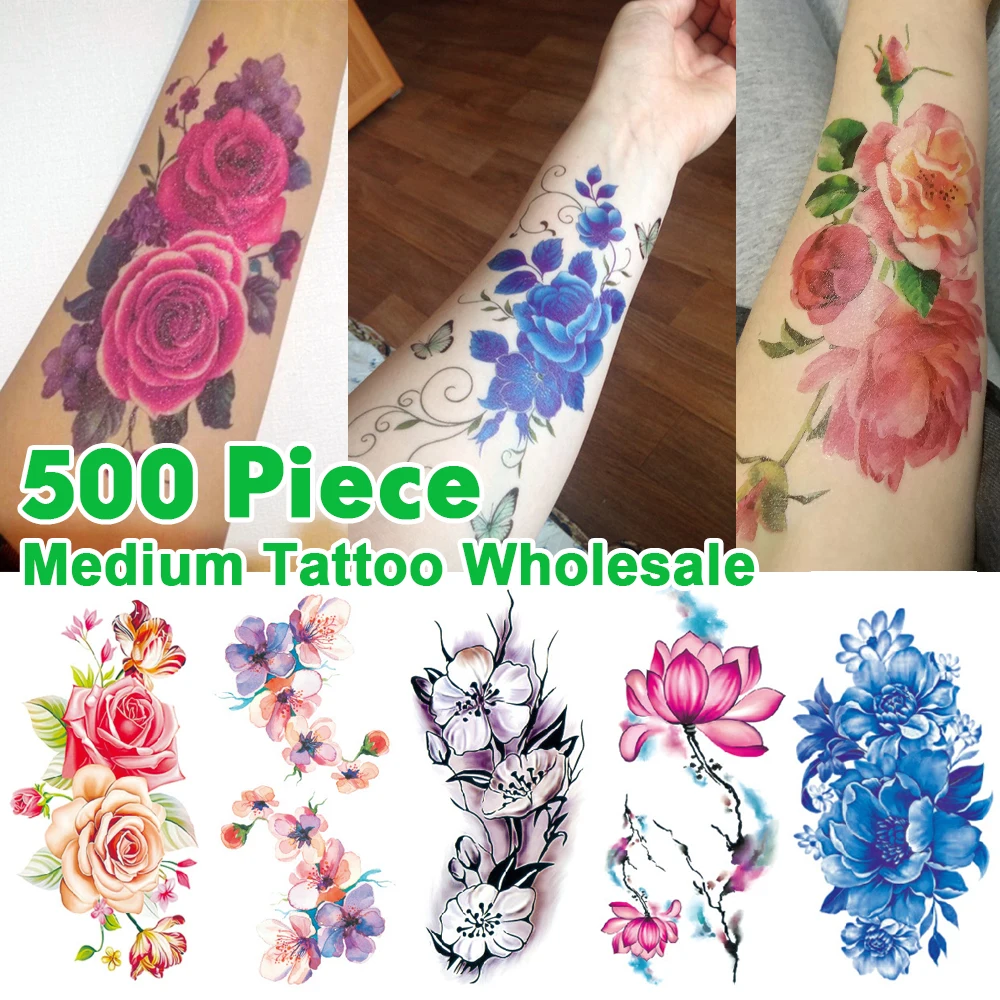 500 Pieces 585 Styles Designs Wholesale Medium Half Arm Shoulders Tattoo  Sticker Leg Waist Temporary Tatoo Body Art - Temporary Tattoos - AliExpress