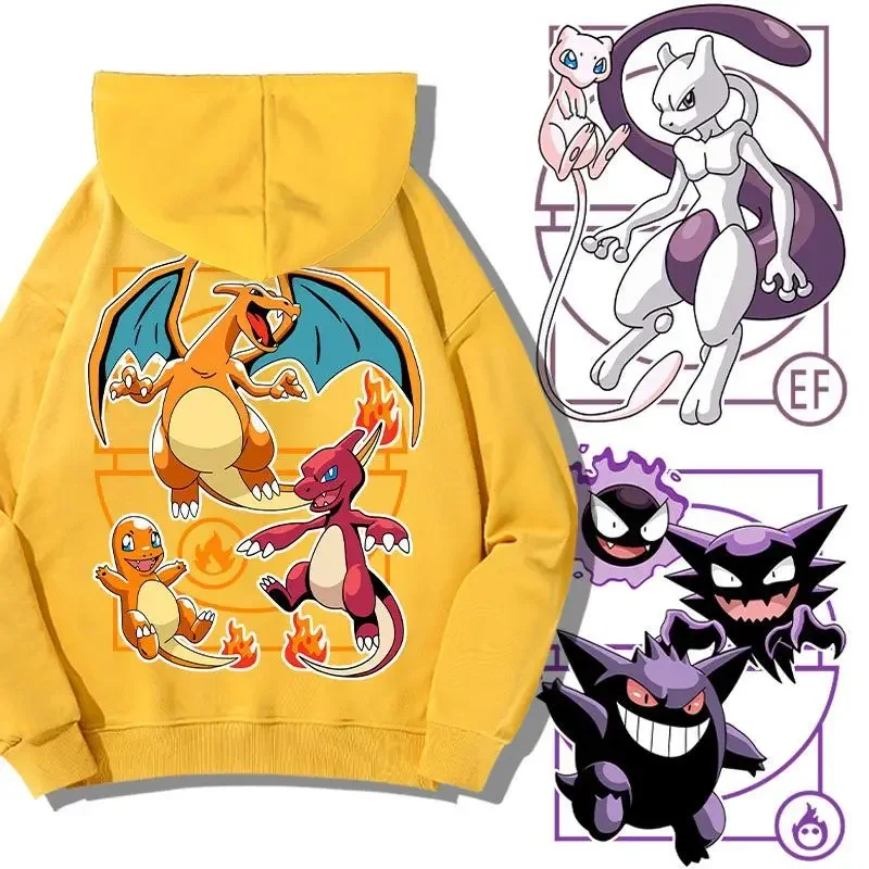 

Толстовка с капюшоном для мужчин и женщин Pokemon Pikachu Geng Mewtwo, свитер, Детская мультяшная аниме милая повседневная спортивная куртка, одежда для мальчиков в подарок