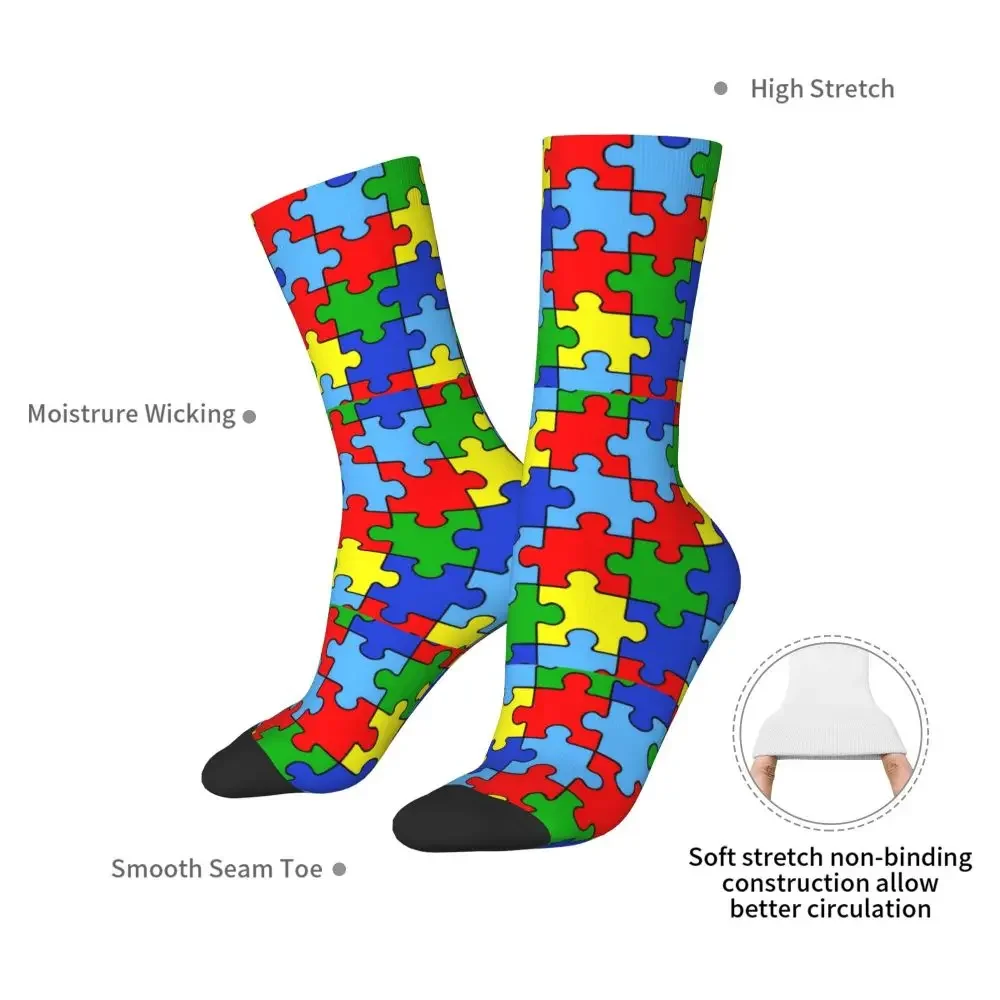 Y2K Autumn Winter Crazy Design Men'S Women'S Autism Puzzle Pieces Ribbon Awareness Breathable Basketball Socks 7 S85e6ee157a22411db07cbebe9507fab4N