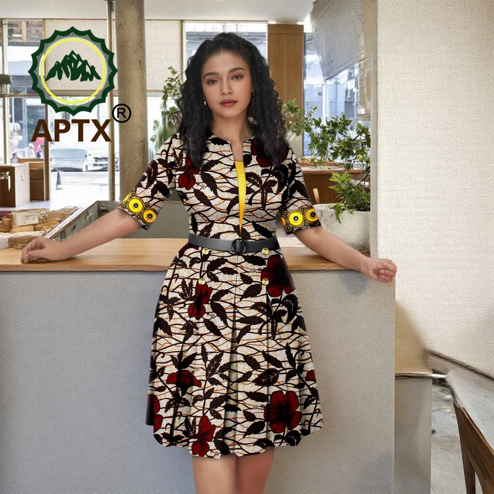 African Dress for Women Ankara Print V-Neck Half Sleeve Knee-Length Dress with Belt Dashiki Casual Party Dress - AliExpress 200000532 African Dress for Women Ankara Print V-Neck Half Sleeve Knee-Length Dress with Belt Dashiki Casual Party Dress - AliExpress 200000532