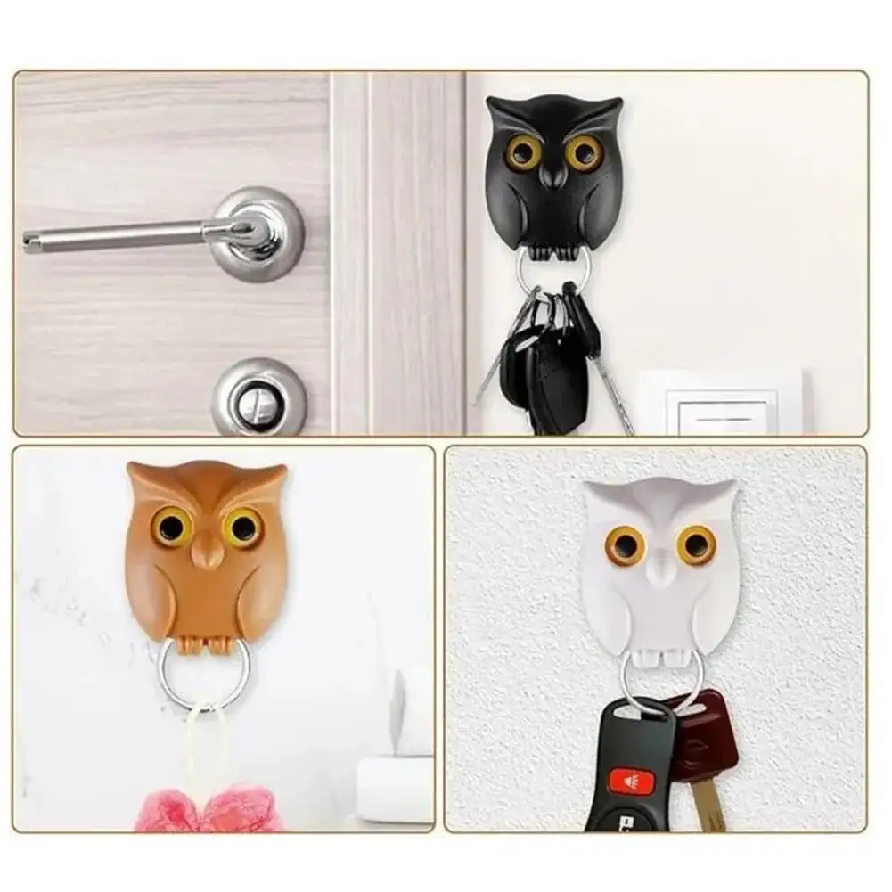 Multifunction Owl Shape Key Holder Creative Owl Night Wall Magnetic Key Holder Magnets Hanging Wall Mounted Adhesive