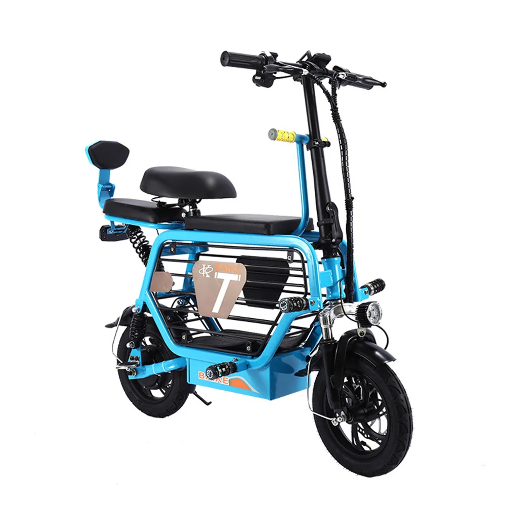 

12 Inches Electric Motorcycle Low Carbon Battery Vehicle Moped Multifunctional Double Person Damping High Carbon Steel