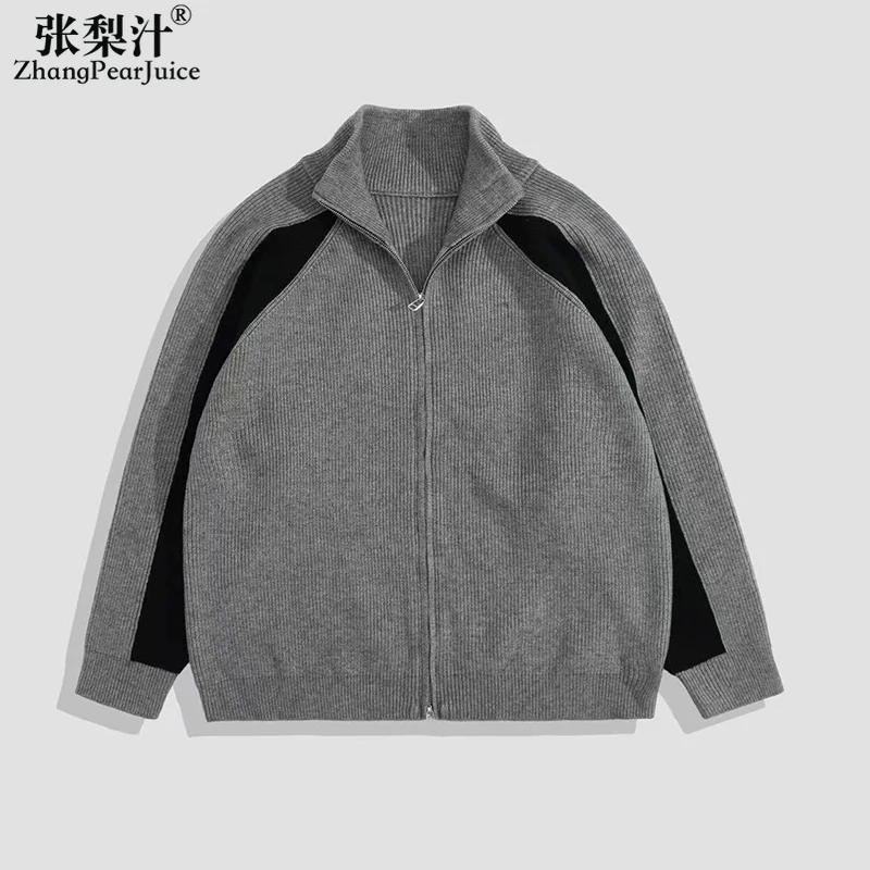 

Men Knitted Korean Spliced Cardigan Men Streetwear Casual High Quality Cotton Sweater Men Winter Fashion Brand Cardigans For Men