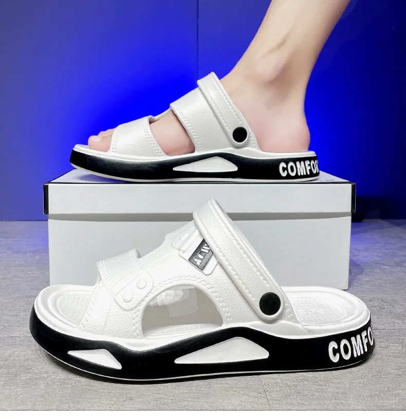 الرجال الصيف إيفا الصنادل شباشب على الموضة داخلي خفيفة الوزن لينة المضادة للانزلاق الشقق الرجال الصنادل في الهواء الطلق الشاطئ الصنادل المفتوحة تو