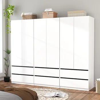 75" White Wooden Wardrobe 1