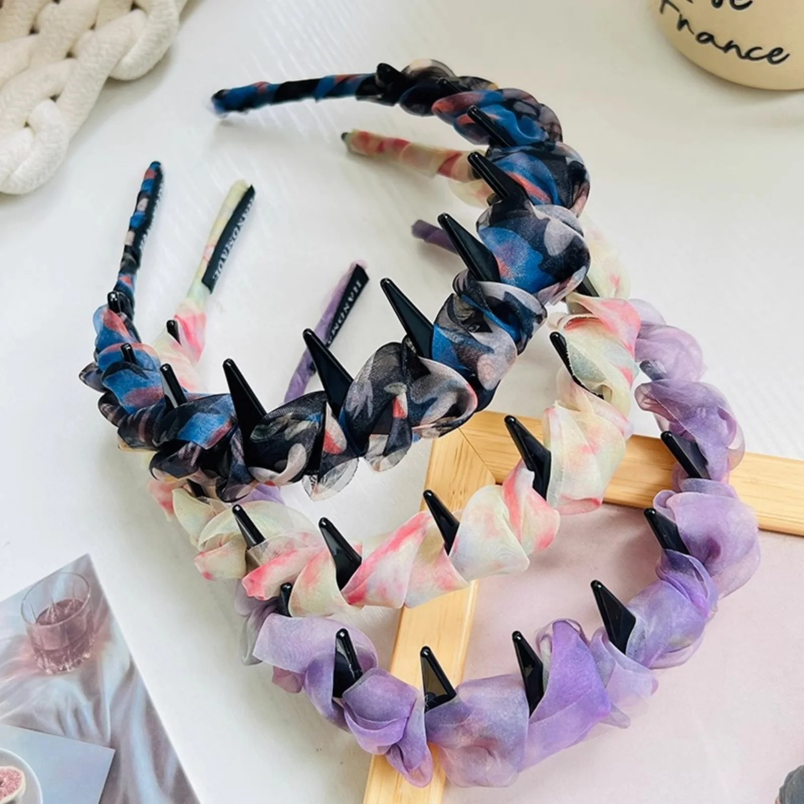 1PC Trendy Twisted Chiffon Headbands: Suit for Daily Looks, Functional for Face - Washing, Chic Hair Accessories