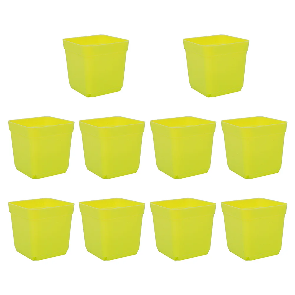 Description Picture 4 of item10Pcs Plastic Square Nursery Flower Pots & Planters With Tray For Plant Transplant Flower Home Decor Gardening Accesorries