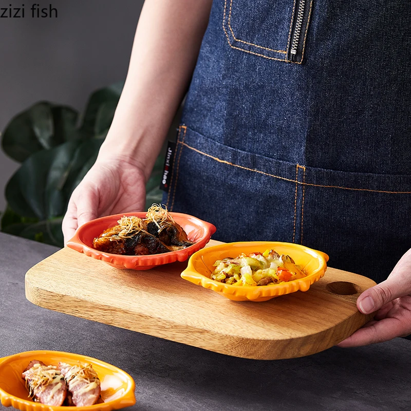 Creative Crab Shell Shaped Ceramic Dessert Dish Sushi Plate Appetizer Plate Molecular Cuisine Display Plates Specialty Tableware
