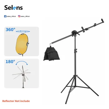 Selens 접이식 리플렉터 홀더, 붐 암 그립 라이트 스탠드, 사진 스튜디오 액세서리, 사진 소품, 2m 삼각대, 79 인치