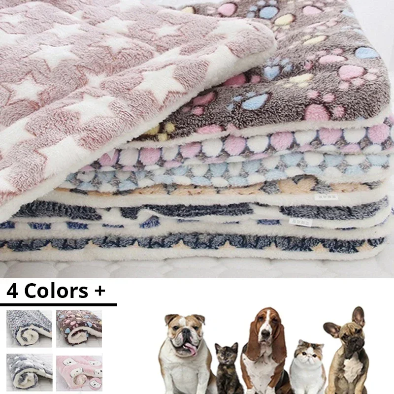 Pet blanket Pet Sleeping Mat Dog Bed Cat Bed Soft Hair Thickened Blanket Pad Fleece Home Washable Warm Bear Pattern Blanket Pet Supplies