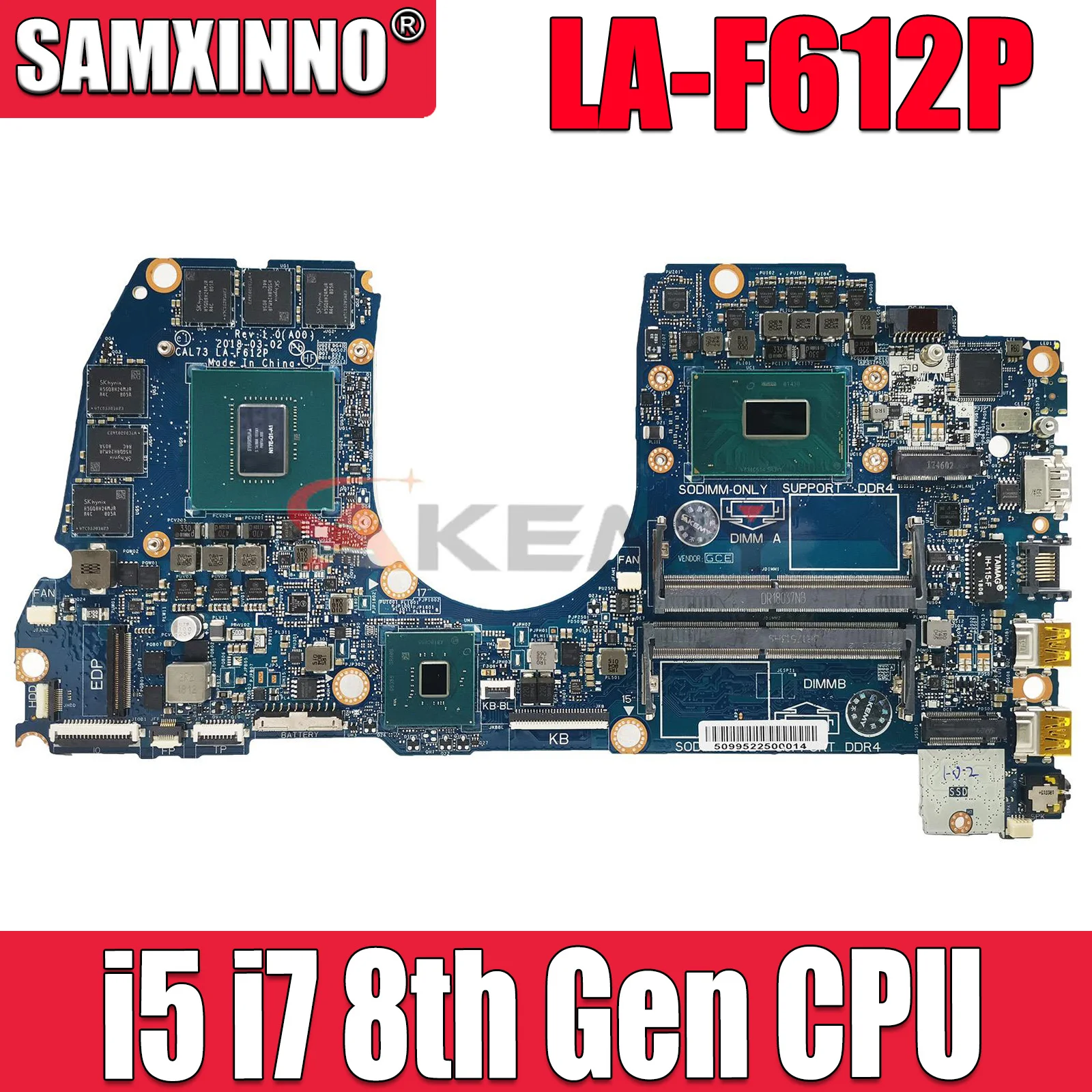 

CAL73 LA-F612P For Dell Inspiron G3 17-3779 15-3579 Notebook Mainboard CN-02K19K 2K19K 08Y3FV GTX1060 6G Laptop Motherboard