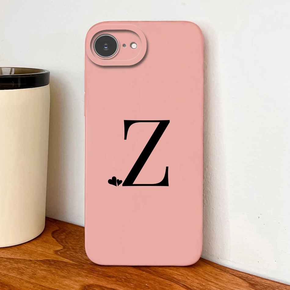 Simple Heart Letters Liquid Silicone Phone Case - Soft, Smooth, High-Quality Back Cover in Elegant Design