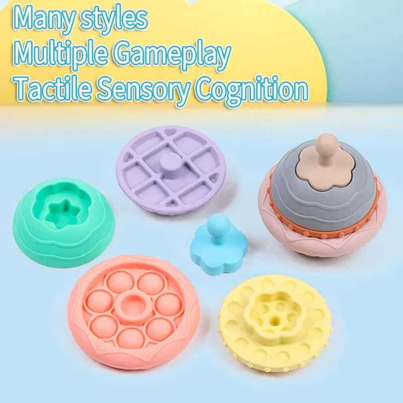 Baby Silicone Stacked Toys Tactile Sensory Soft Building Blocks Toy Push Bubble Hand Eye Coordination Montessori Education Toy