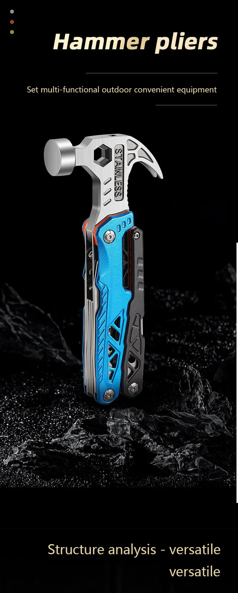 Outdoor multifunktion ale Hammer zange tragbare Selbstverteidigung messer Zange Feld camping zerbrochene Fenster Notfall werkzeuge – Detail 3