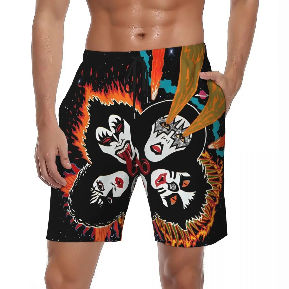 

Swimwear Kiss Band Rock Music Board Shorts Summer FunnyPrint Casual Beach Shorts Men Custom Sports Fitness Fast Dry Beach Trunks