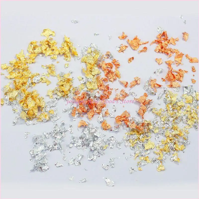 57QA 3 Flaschen gebrochene Goldfolienflocken Folienfragmente zum Basteln von Harzschmuck – Detail 10