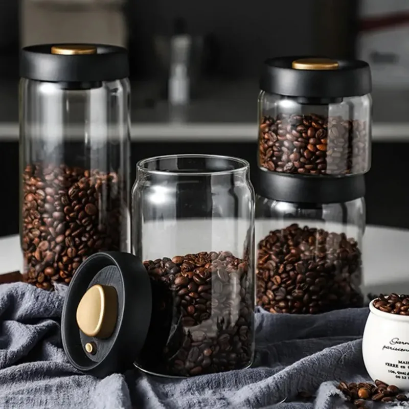Vacuum Sealed Jug Coffee Beans Glass Airtight Canister Food Grains Candy Keep Fresh Moisture-proof Air Extraction Storage Jar 3