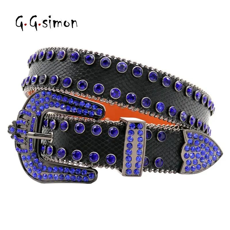

GGSIMON Crown Women Y2K Rhinestones Belt Fashion Luxury Diamond Buckle For Men Designer Cowgirl Cowboy For Jeans Goth Style