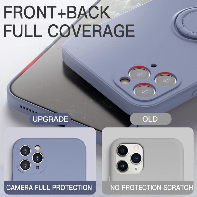 Luxury Silicone Magnetic Case with Shockproof Ring Holder Cover