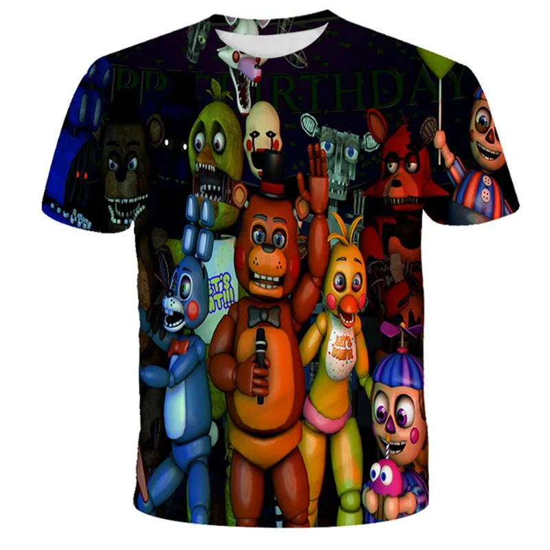 2022 Summer New 3D freddy Print T Shirts kids Tops Clothes Kids Cartoon Clothes Casual Comfortable five night freddy kids Tee harry potter t shirt