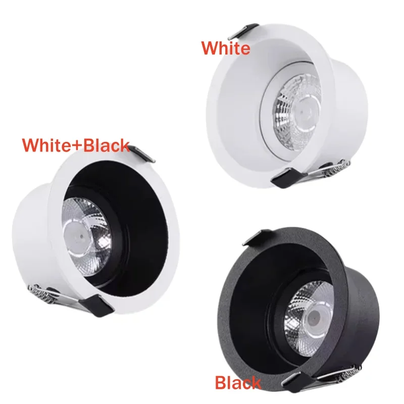 Anti Glare LED Downlight Adjustable 7W12W15W20W24W AC90-260V Dimmable CRI 97 COB Ceiling Lamp Spot Lights For Home led downlight,recessed ceiling spotlight,ceiling lamps