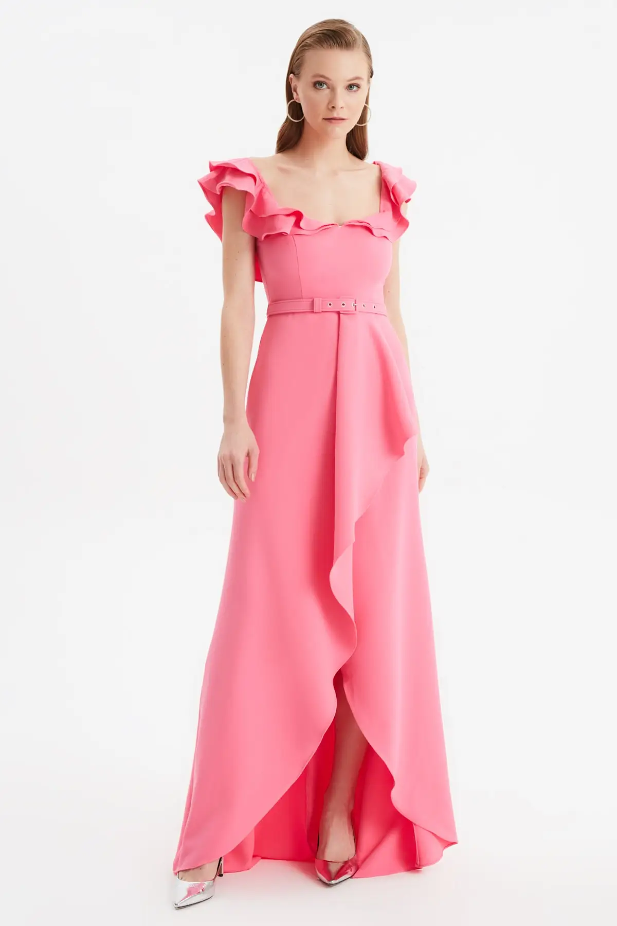 Trendyol Collar Detail Evening Dress &amp Prom Gown TPRSS21AE0301 | Свадьбы и торжества