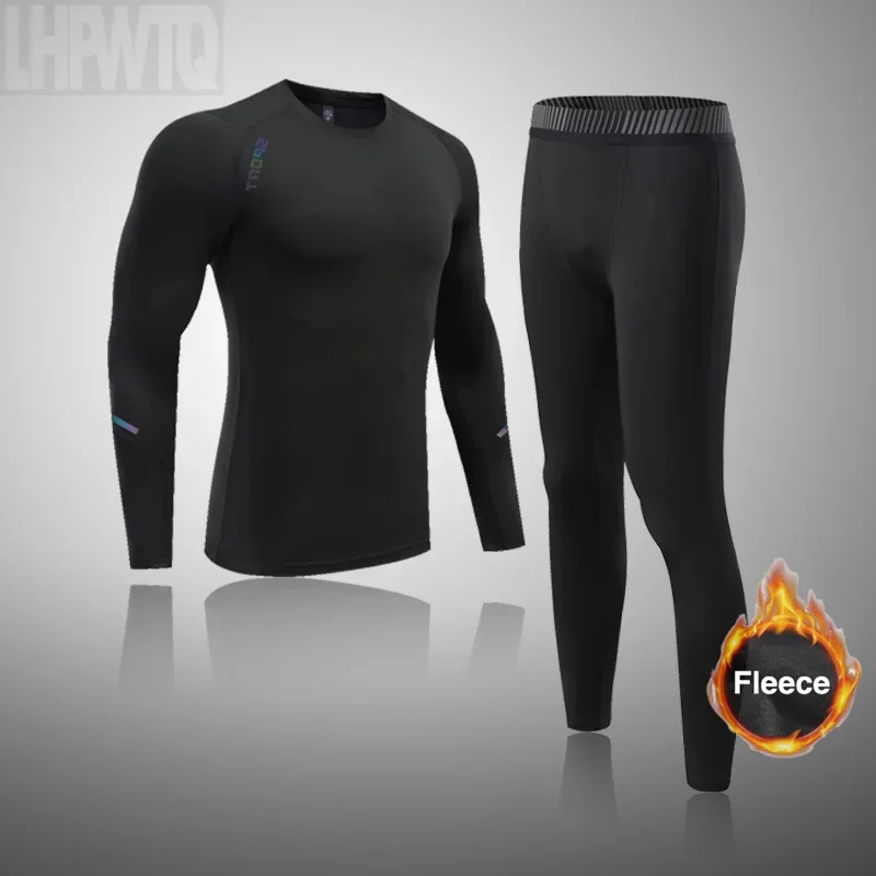 

Winter Fitness Clothing Men's Thermal Underwear Sets Fleece Warm Sportswear Base Layer Tights Compression underwear First layer