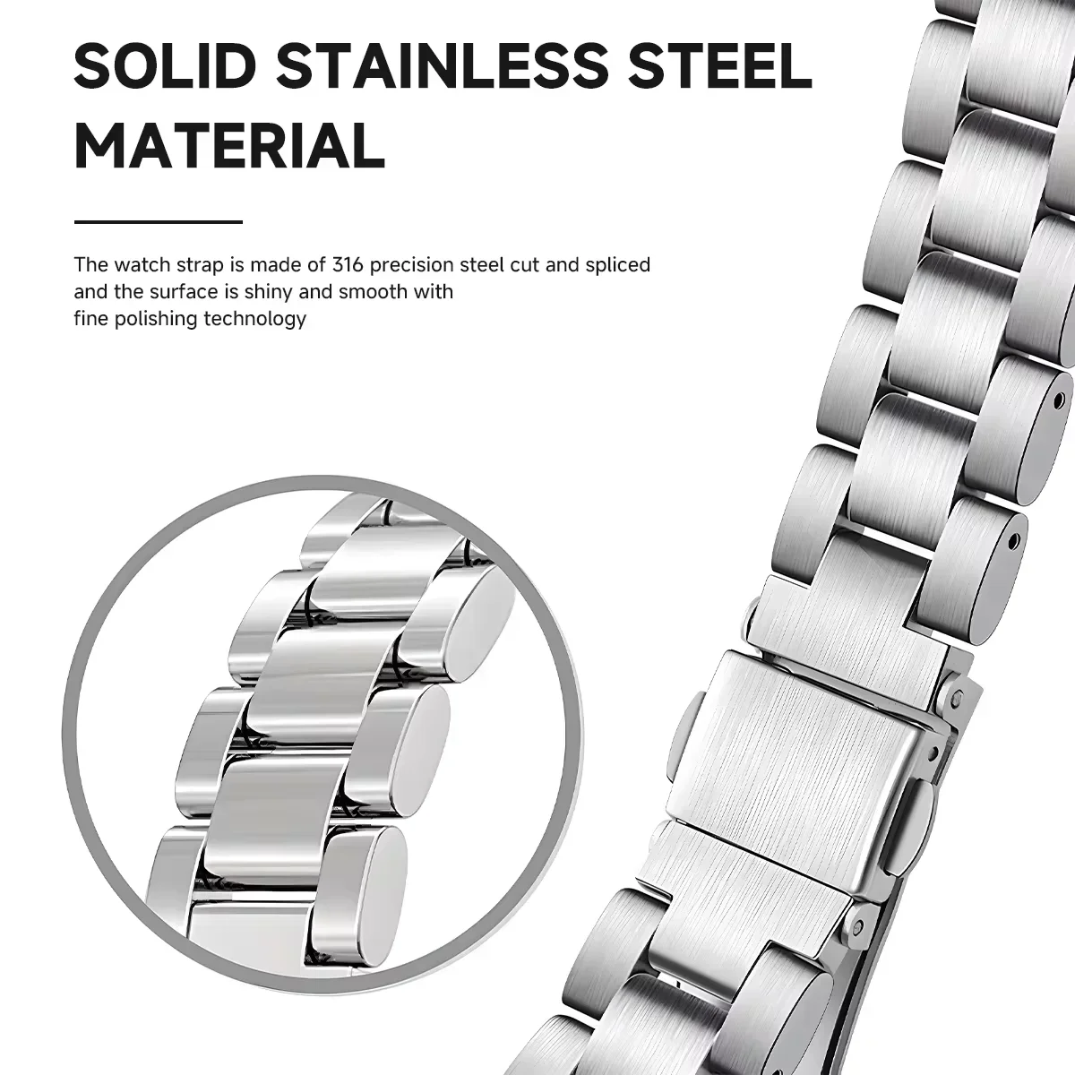 Stainless Steel Folding Buckle Bracelet - Metal Watch Band in Multiple Widths