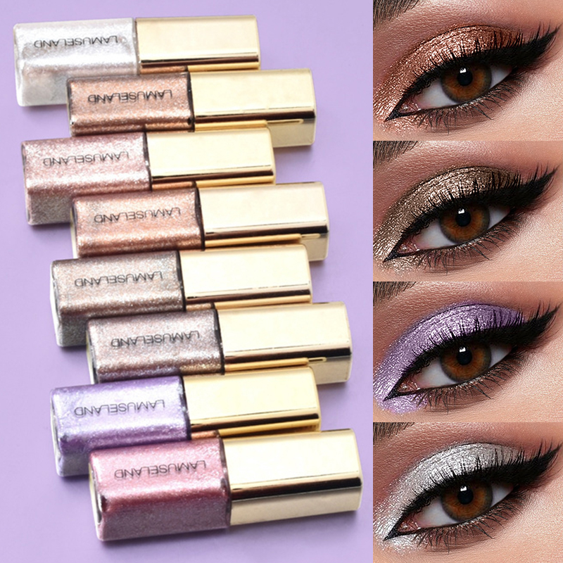 8 Colors Pearlescent Liquid Eyeshadow Fine Shimmer Highlight Glitter Eye Shadow High Shine Long-Lasting & Smudge-Proof Makeup