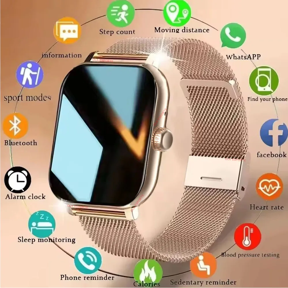 2026 New Smart Watch Android IOS Phone 2.01 Color Screen Bluetooth Call Blood Oxygen/Pressure Monitor Smart Watch Women Men Ma27 1