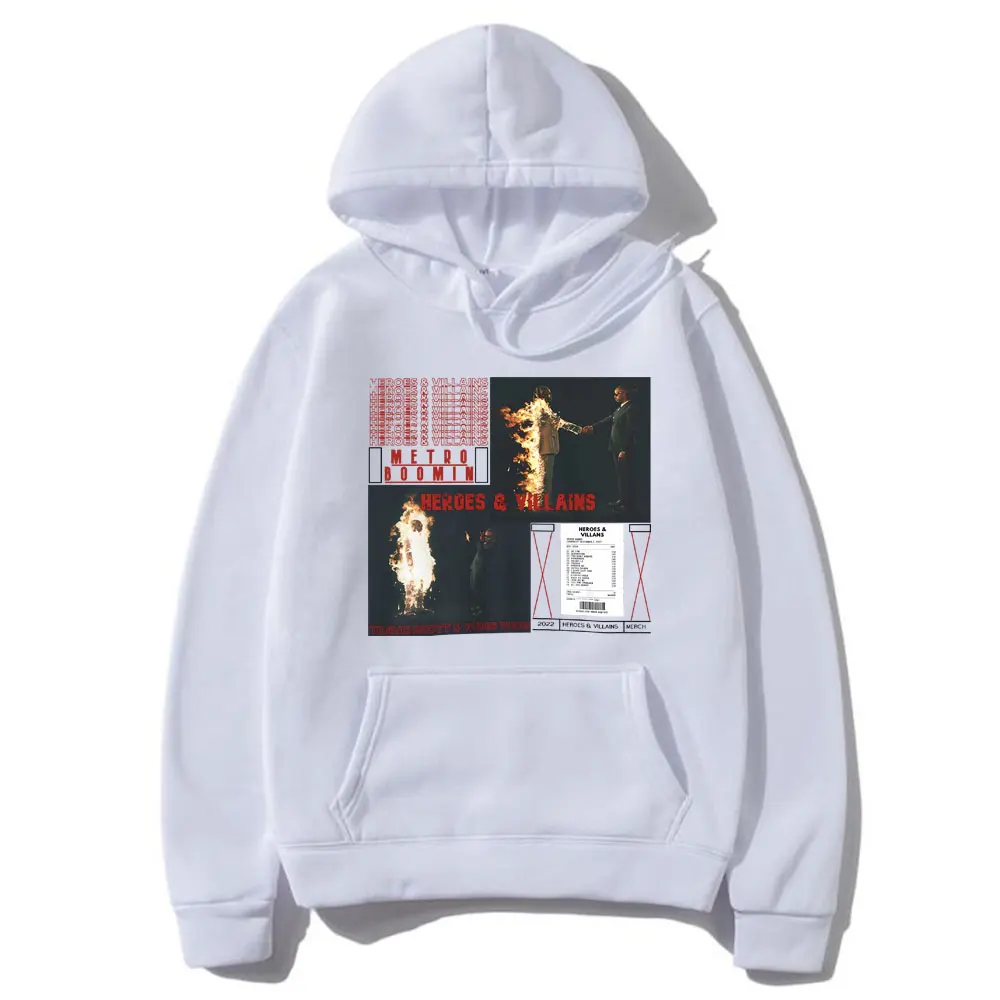 Awesome Rapper Metro Boomin Heroes & Villains Album Cover Print Hoodie Men Women Hip Hop Oversized Pullover Male Vintage Hoodies